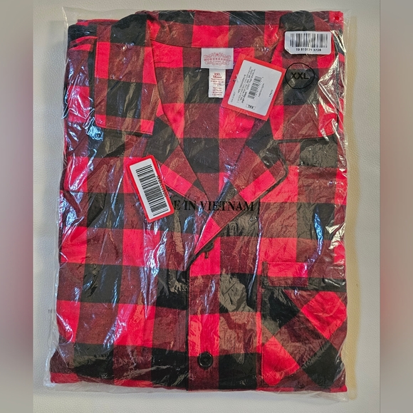 Men's XXL Red Buffalo Check Soft Flannel 2 Piece Pajama Set, NWT - Picture 4 of 6